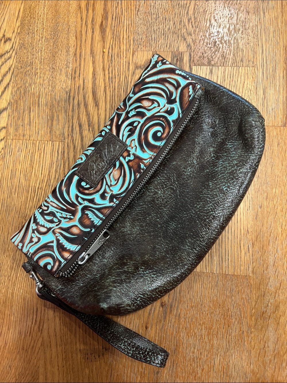 Patricia Nash Brown Suede Interior Wristlet